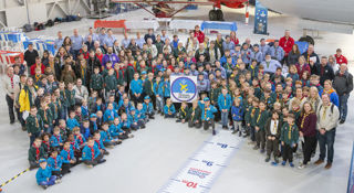 Scouts sitting on floor at RIAT24