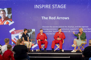 Members of the Red Arrows being interviewed on the Inspire Stage at RIAT24