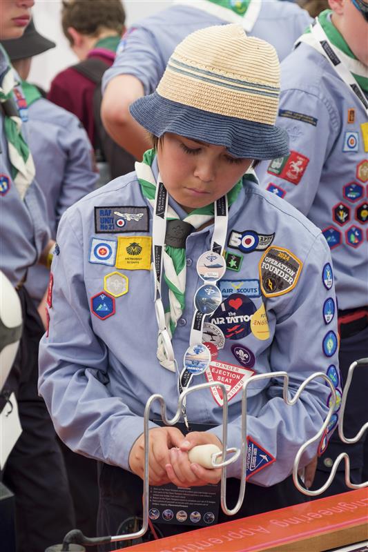 Scout taking part in a metal wire loop experiment at RIAT24