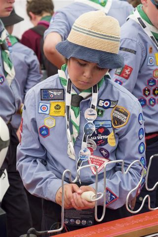 Scout taking part in a metal wire loop experiment at RIAT24