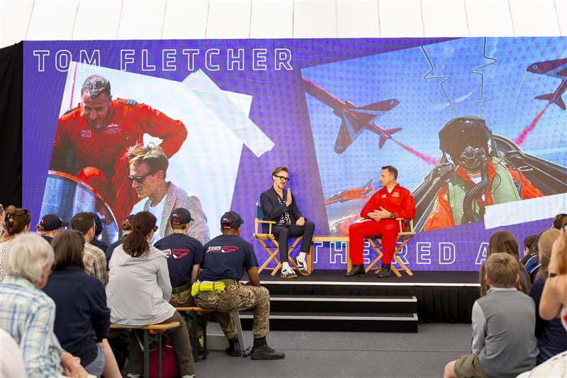 Tom Fletcher from McFly and Red Arrow pilot on Inspire Stage at RIAT24